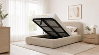 Naples Sand - Ellington Curve Luxury Upholstered Ottoman Storage Bed