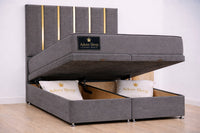 Naples Slate Grey - Verona Luxe Ottoman Divan Storage Bed Frame – Luxury Upholstered Bed with Lift-Up Storage