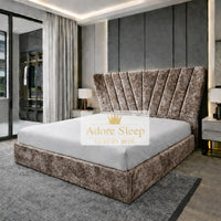Crushed Velvet Mink - Aurelia Fancrest Luxury Upholstered Bed