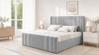 Naples Silver - Savoy Ribbed Luxury Ottoman Storage Bed