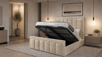 Naples Sand - Belgravia Regent Luxury Panelled Ottoman Storage Bed