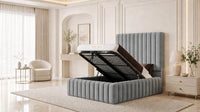 Plush Velvet Steel - Dorchester Wraparound Luxury Channelled Ottoman Storage Bed