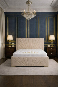 Naples Sand - Monaco Royale Luxury Fan-Panel Upholstered Bed Frame