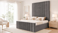Naples Slate Grey - Mayfair Grand Fluted Luxury Upholstered Bed Frame