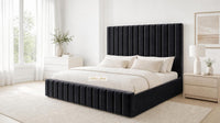 Naples Black - Carlton Channel Luxury Ottoman Storage Bed