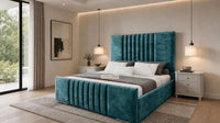 Crushed Velvet Teal - Belgravia Luxury Ottoman Storage Bed – Premium Upholstered Gas Lift Bed Frame
