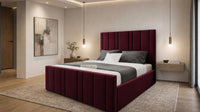 Plush Velvet Maroon - Valentina Linear Luxury Upholstered Bed Frame