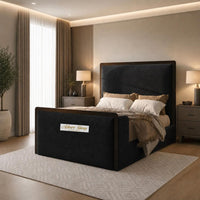 Naples Black - Claridge Luxury Framed TV Bed – Premium Upholstered Bed Frame with Integrated TV Footboard