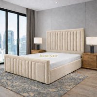 Naples Sand - Milano Grand Luxury Channel-Tufted Upholstered Bed Frame