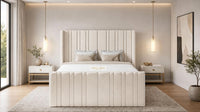 Naples Cream - Kensington Fluted Luxury Ottoman Storage Bed