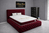 Plush Velvet Maroon - Aurelia Ambassador Grande Luxury Button-Tufted Upholstered Bed Frame