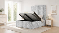 Crushed Velvet White - Knightsbridge Imperial Luxury Panelled Ottoman Storage Bed