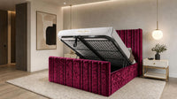Crushed Velvet Aubergine - Kensington Fluted Luxury Ottoman Storage Bed