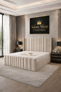 Naples Beige - Celestine Luxe Vertical Panel Upholstered Bed Frame