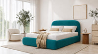 Plush Velvet Teal - Ellington Curve Luxury Upholstered Ottoman Storage Bed