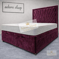 Crushed Velvet Aubergine - Aurelia Regent Luxury Upholstered Ottoman Divan Bed Frame with Storage