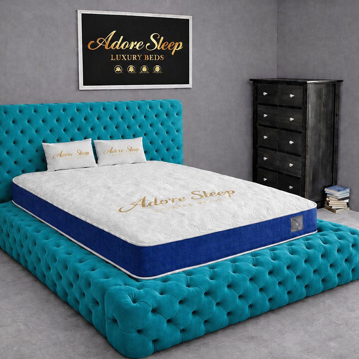 Plush Velvet Teal - Aurelia Ambassador Grande Luxury Button-Tufted Upholstered Bed Frame