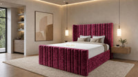 Crushed Velvet Aubergine - Kensington Fluted Luxury Ottoman Storage Bed