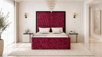 Crushed Velvet Aubergine - Gatsby Sunray Luxury Art Deco Upholstered Bed Frame