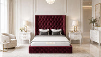 Plush Velvet Maroon - Claridge Chesterfield Luxury Deep-Button Ottoman Storage Bed