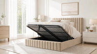 Naples Sand - Carlton Channel Luxury Ottoman Storage Bed