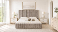 Crushed Velvet Mink - Carlton Channel Luxury Ottoman Storage Bed