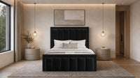 Plush Velvet Black - Belgravia Regent Luxury Panelled Ottoman Storage Bed