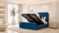 Naples Blue - Beaumont Arc Luxury Ribbed Ottoman Storage Bed