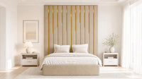 Naples Sand - Alisha Gold Strip Grandline Luxury Floor-Standing Ottoman Storage Bed