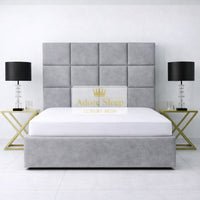 Naples Silver - Kensington Royale Luxury Ottoman Divan Storage Bed Frame – Premium Panelled Headboard