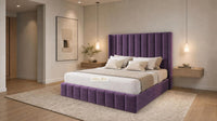 Naples Purple - Chelsea Luxury Channel Panel Bed – Premium Upholstered Bed Frame with Statement Headboard