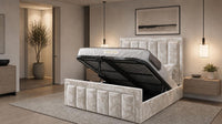 Crushed Velvet Champagne - Belgravia Regent Luxury Panelled Ottoman Storage Bed