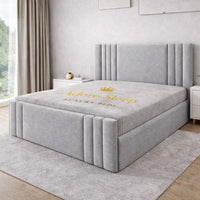 Naples Silver - Astoria Luxe Luxury Vertical Panelled Upholstered Bed Frame