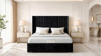 Crushed Velvet Black - Harrogate Gallery Luxury Winged Upholstered Bed Frame