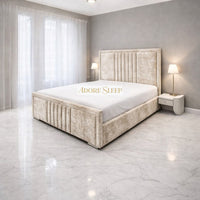 Crushed Velvet Cream - Riviera Maison Luxury Panelled Upholstered Bed Frame