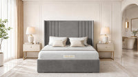 Plush Velvet Grey - Harrogate Gallery Luxury Winged Upholstered Bed Frame