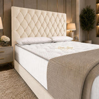 Naples Cream - Regency Diamond Luxury Divan Bed – Deep Button-Tufted Headboard with Premium Upholstered Frame & Storage