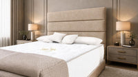 Naples Sand - Monaco Luxe Luxury Divan Bed – Premium Upholstered Panelled Headboard with Storage