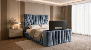 Crushed Velvet Denim Blue
