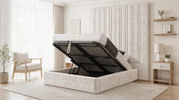 Crushed Velvet Cream - Grosvenor Grand Channel Luxury Ottoman Storage Bed