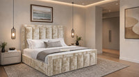 Crushed Velvet Gold - Belgravia Regent Luxury Panelled Ottoman Storage Bed