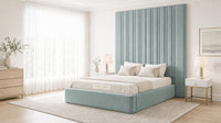 Plush Velvet Duck Egg - Grosvenor Grand Channel Luxury Ottoman Storage Bed