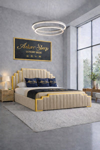 Naples Beige - Imperial Elan Luxury Art Deco Upholstered Bed Frame