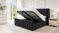 Naples Black - Savoy Ribbed Luxury Ottoman Storage Bed