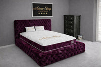 Crushed Velvet Aubergine - Aurelia Ambassador Grande Luxury Button-Tufted Upholstered Bed Frame
