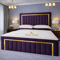 Naples Purple - Aurelia Grand Luxe Panelled Upholstered Bed Frame | Luxury Statement Bed