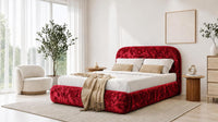 Crushed Velvet Red - Ellington Curve Luxury Upholstered Ottoman Storage Bed