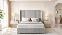 Plush Velvet Silver - Harrogate Gallery Luxury Winged Upholstered Bed Frame