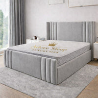 Plush Velvet Silver - Astoria Luxe Luxury Vertical Panelled Upholstered Bed Frame
