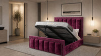 Crushed Velvet Aubergine - Belgravia Regent Luxury Panelled Ottoman Storage Bed